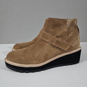NEW Eileen Fisher Cargo Ankle Boot Womens 9 Brown Suede Platform Wedge Comfort